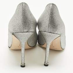Pre Owned Manolo Blahnik Silver Lurex Fabric Hangisi Pumps Size 37.5