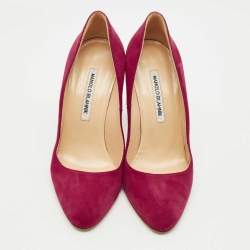 Pre Owned Manolo Blahnik Purple Suede Round Toe Pumps Size 38.5