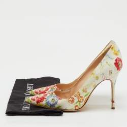 Pre Owned Manolo Blahnik Multicolor Floral Printed Canvas BB Pointed Toe Pumps Size 40