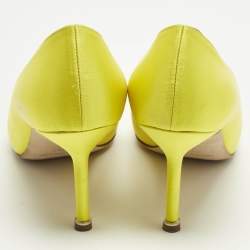 Pre Owned Manolo Blahnik Yellow Satin Hangisi Pumps Size 38.5