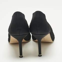 Pre Owned Manolo Blahnik Black Mesh and Satin Hangisi Pumps Size 42