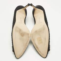 Pre Owned Manolo Blahnik Black Mesh and Satin Hangisi Pumps Size 42
