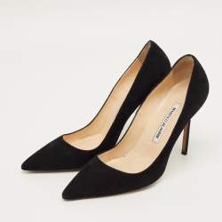Pre Owned Manolo Blahnik Black Suede BB Pointed Toe Pumps Size 38