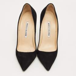 Pre Owned Manolo Blahnik Black Suede BB Pointed Toe Pumps Size 38