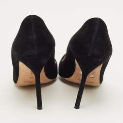 Pre Owned Manolo Blahnik Black Suede BB Pointed Toe Pumps Size 38