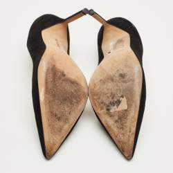 Pre Owned Manolo Blahnik Black Suede BB Pointed Toe Pumps Size 38