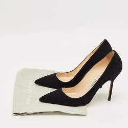 Pre Owned Manolo Blahnik Black Suede BB Pointed Toe Pumps Size 38