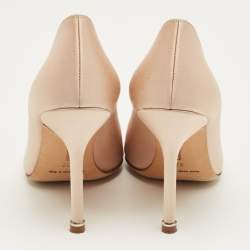 Pre Owned Manolo Blahnik Beige Satin Hangisi Pumps Size 37