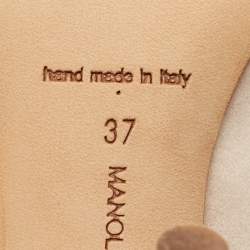 Pre Owned Manolo Blahnik Beige Satin Hangisi Pumps Size 37