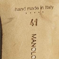 Pre Owned Manolo Blahnik Grey Satin Hangisi Pumps Size 41