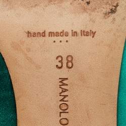 Pre Owned Manolo Blahnik Green Satin Hangisi Pumps Size 38