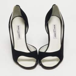 Pre Owned Manolo Blahnik Black Suede Open Toe D'orsay Pumps Size 40.5
