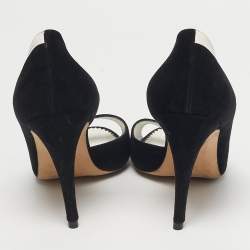 Pre Owned Manolo Blahnik Black Suede Open Toe D'orsay Pumps Size 40.5