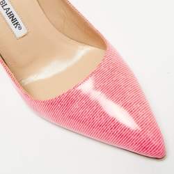Pre Owned Manolo Blahnik BB Size 35.5 Pink Patent Leather Pumps