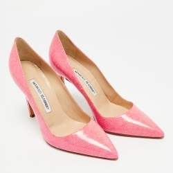 Pre Owned Manolo Blahnik BB Size 35.5 Pink Patent Leather Pumps