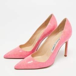 Pre Owned Manolo Blahnik BB Size 35.5 Pink Patent Leather Pumps