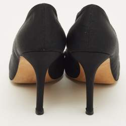 Pre Owned حذاء كعب عالي مانولو بلانيك قماش أسود مزخرف ورد مقاس 39