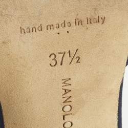 مملوكة مسبقًا Manolo Blahnik Lurum Size 37.5 Navy Blue Satin Heel Mules