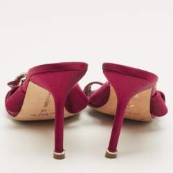 مملوكة مسبقًا Manolo Blahnik Gable Size 39 Burgundy Satin Slide Sandals