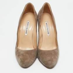 مملوكة مسبقًا حذاء كعب عالي مانولو بلانيك بي بي شامواه رمادي مقاس 40