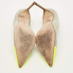 مملوكة مسبقًا حذاء كعب عالي مانولو بلانيك بيبونتا جلد رمادي ومخمل مقاس 40