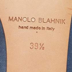 Pre Owned Manolo Blahnik Hangisi Size 39.5 Blue Satin Ballet Flats