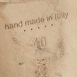 مملوكة مسبقًا Manolo Blahnik Size 40 Brown/Black Leather Peep Toe Slingback Pumps