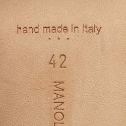 Pre Owned حذاء كعب عالي مانولو بلانيك منقوش جلد التمساح بني مزين سلاسل مقاس 35.5