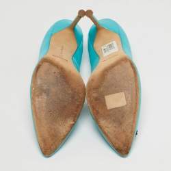 Pre Owned Manolo Blahnik Hangisi Size 41 Blue Satin Pumps