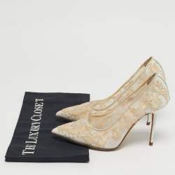 مملوكة مسبقًا Manolo Blahnik Salola Size 35.5 White Mesh Pumps