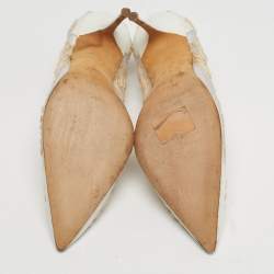 مملوكة مسبقًا Manolo Blahnik Salola Size 35.5 White Mesh Pumps