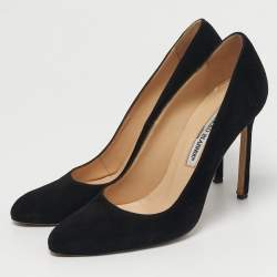 مملوكة مسبقًا Manolo Blahnik Putre Size 36.5 Black Suede Pumps