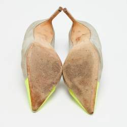 مملوكة مسبقًا Manolo Blahnik Bipunta Size 39 Grey/Yellow Leather and Suede Pumps