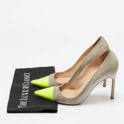 مملوكة مسبقًا Manolo Blahnik Bipunta Size 39 Grey/Yellow Leather and Suede Pumps