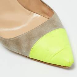 مملوكة مسبقًا Manolo Blahnik Bipunta Size 39 Grey/Yellow Leather and Suede Pumps