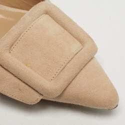 مملوكة مسبقًا حذاء كعب عالي مانولو بلانيك مايسلي سويدي بيج بحزام خلفي مقاس 35