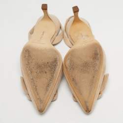 مملوكة مسبقًا حذاء كعب عالي مانولو بلانيك مايسلي سويدي بيج بحزام خلفي مقاس 35