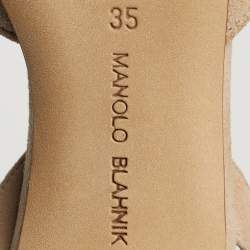 مملوكة مسبقًا حذاء كعب عالي مانولو بلانيك مايسلي سويدي بيج بحزام خلفي مقاس 35