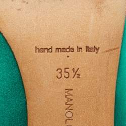 مملوكة مسبقًا Manolo Blahnik Hangisi Size 35.5 Green Satin Pumps