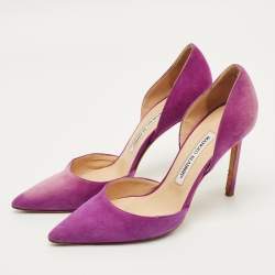 Pre Owned حذاء كعب عالي مانولوبلانيك تايلر سويدي بنفسجي دورساي مقدمة مدببة مقاس 39