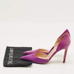 Pre Owned حذاء كعب عالي مانولوبلانيك تايلر سويدي بنفسجي دورساي مقدمة مدببة مقاس 39