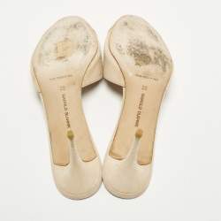 Pre Owned Manolo Blahnik Mumbimu Size 39 Beige Suede Slide Sandals
