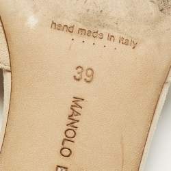 Pre Owned Manolo Blahnik Mumbimu Size 39 Beige Suede Slide Sandals