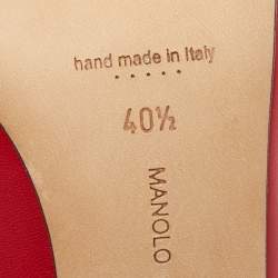 Pre Owned Manolo Blahnik Scalloped Size 40.5 Red/Black Leather Pumps