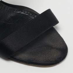 Pre Owned صندل مانولو بلانيك فيبيونا مزين بكريستال ساتان أسود مقاس 37.5