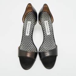 مملوكة مسبقًا حذاء كعب عالي مانولو بلانيك فاجوتال جلد أسود مقاس 40.5