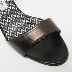 مملوكة مسبقًا حذاء كعب عالي مانولو بلانيك فاجوتال جلد أسود مقاس 40.5