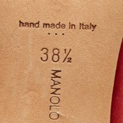 Pre Owned Manolo Blahnik Hangisi Size 38.5 Red Satin Pumps