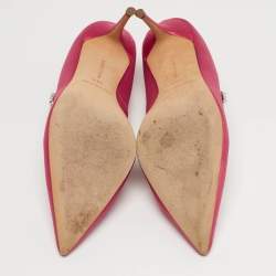 Pre Owned Manolo Blahnik Nadira Size 38.5 Pink Satin Jewel Embellished Pointed Toe Pumps