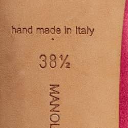 Pre Owned Manolo Blahnik Nadira Size 38.5 Pink Satin Jewel Embellished Pointed Toe Pumps